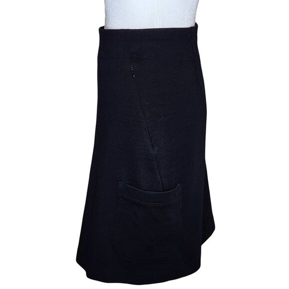 Title Nine Merino Wool Skirt Black Pull On Pockets Women's Size 8 - Picture 2 of 9